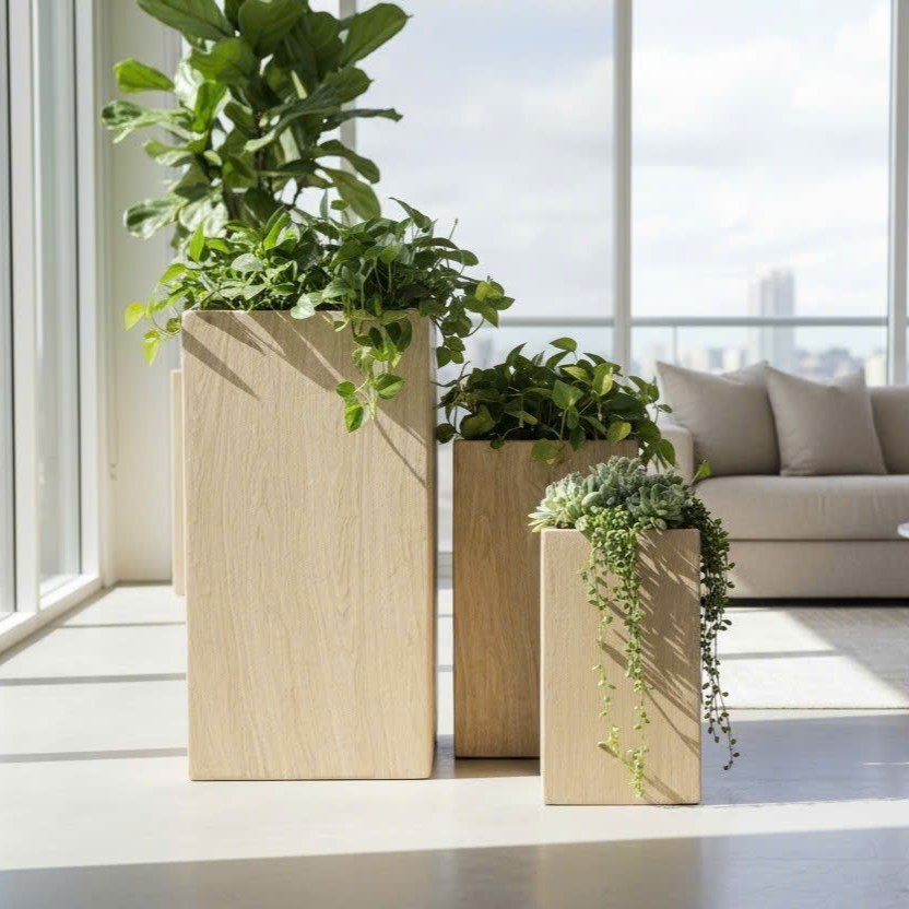 PL-06 - Wood-Grain Tower Planter